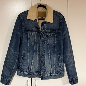 American Eagle Outfitters Blue Denim Jacket with Cream Lining